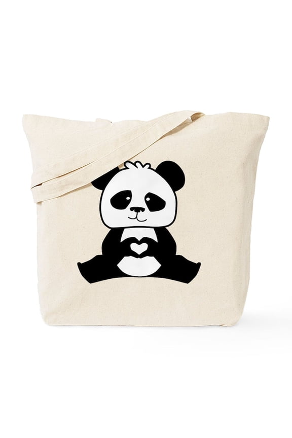 - Panda's Hands Showing Love Tote Bag - Unisex Canvas Tote Bag, Beige, 1-Piece
