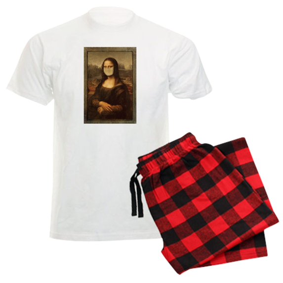 CafePress - Pandemic Mona Lisa Pajamas - Men's Light Loose Fit Cotton Pajama Set