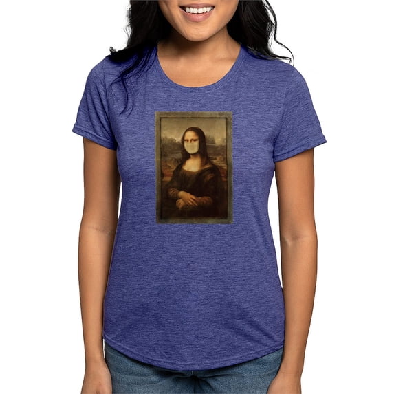 CafePress - Pandemic Mona Lisa T Shirt - Womens Tri-blend T-Shirt