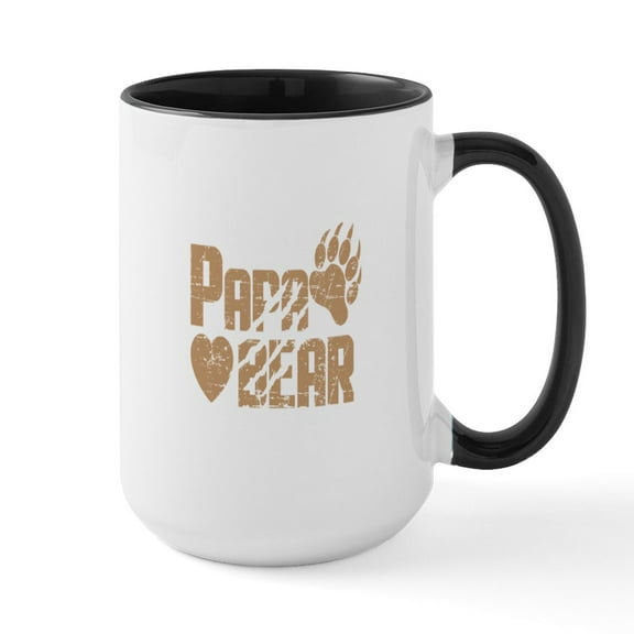 CafePress - Papa Bear - 15 oz Ceramic Large White Novelty Mug