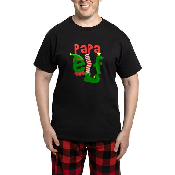 CafePress - Papa Elf - Men's Dark Loose Fit Cotton Pajama Set