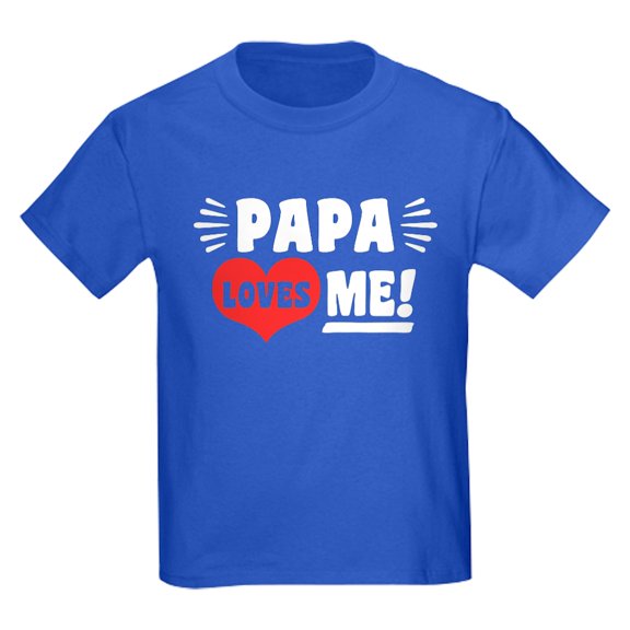 CafePress - Papa Loves Me Kids Dark T Shirt - Dark T-Shirt Kids XS-XL