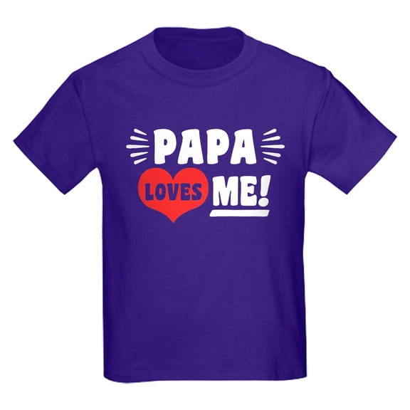 CafePress - Papa Loves Me Kids Dark T Shirt - Dark T-Shirt Kids XS-XL