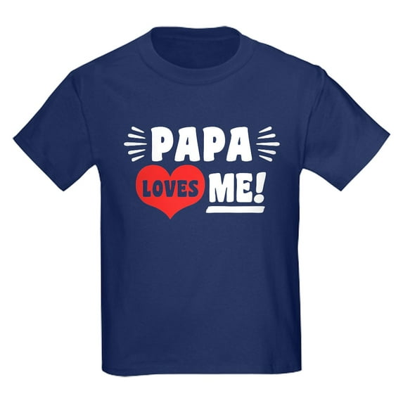 CafePress - Papa Loves Me Kids Dark T Shirt - Dark T-Shirt Kids XS-XL