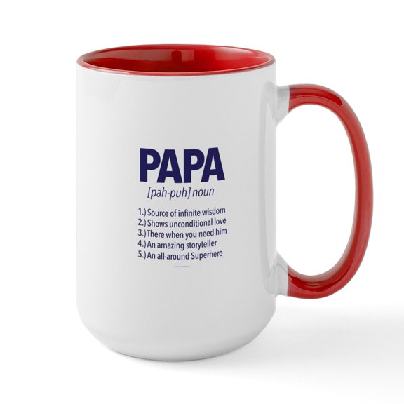 CafePress - Papa Noun Definition Mugs - 15 oz Ceramic Large White Novelty Mug