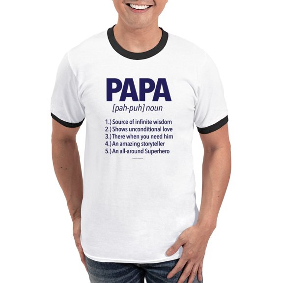 CafePress - Papa Noun Definition T Shirt - 100% Cotton Ringed T-Shirt
