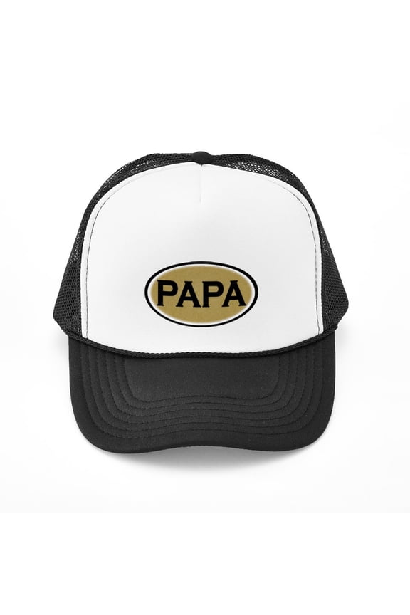 - Papa Oval - Adjustable Unisex Printed Trucker Hat with Mesh Back
