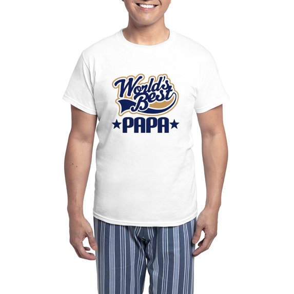 CafePress - Papa (Worlds Best) Men's Light Pajamas - Men's Light Loose Fit Cotton Pajama Set
