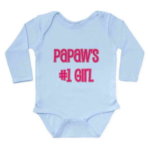 CafePress - Papaw's #1 Girl Body Suit - Long Sleeve Cotton Baby Bodysuit