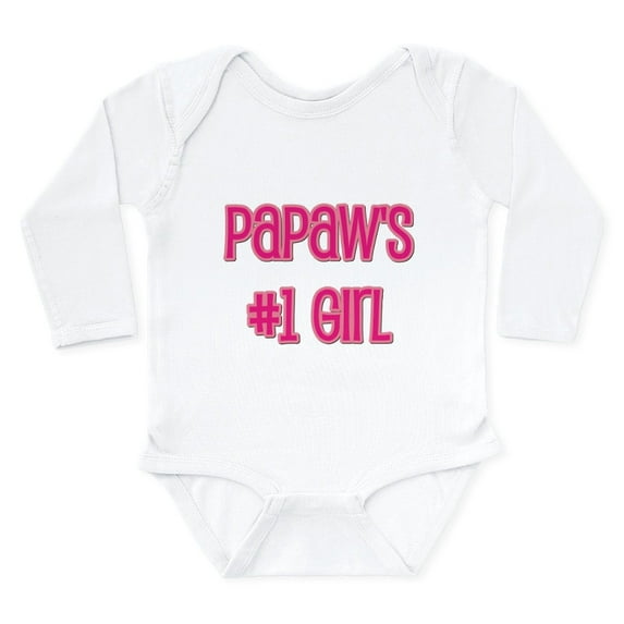 CafePress - Papaw's #1 Girl Body Suit - Long Sleeve Cotton Baby Bodysuit