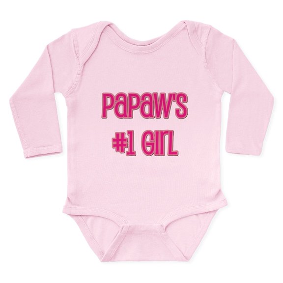 CafePress - Papaw's #1 Girl Body Suit - Long Sleeve Cotton Baby Bodysuit