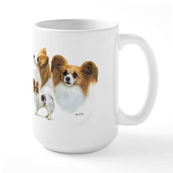 CafePress - Papillon Large Mug - 15 oz Ceramic Large White Novelty Mug