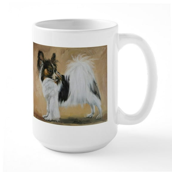 CafePress - Papillon Large Mug - 15 oz Ceramic Large White Novelty Mug