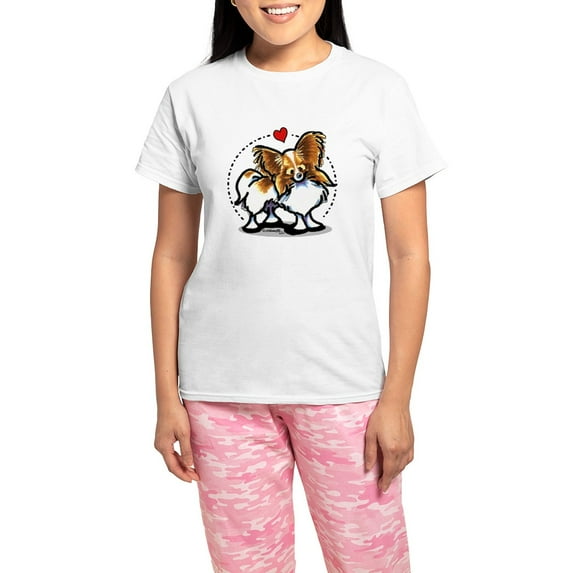 CafePress - Papillon Lover Women's Light Pajamas - Women's Short Sleeve Print T-Shirt and Pants Light Cotton Pajama Set
