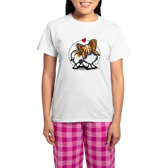 CafePress - Papillon Lover Women's Light Pajamas - Women's Short Sleeve Print T-Shirt and Pants Light Cotton Pajama Set