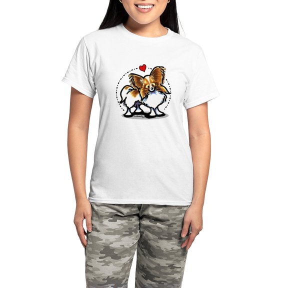 CafePress - Papillon Lover Women's Light Pajamas - Women's Short Sleeve Print T-Shirt and Pants Light Cotton Pajama Set