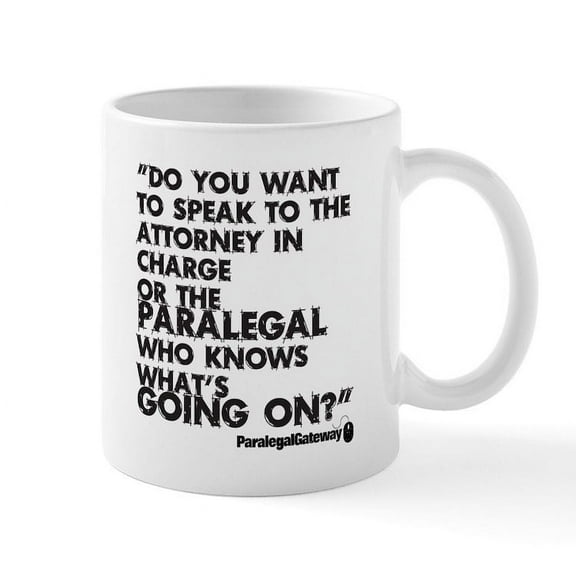 CafePress - Paralegal In Charge [Text Bla Mug - 11 oz Ceramic Mug - Novelty Coffee Tea Cup