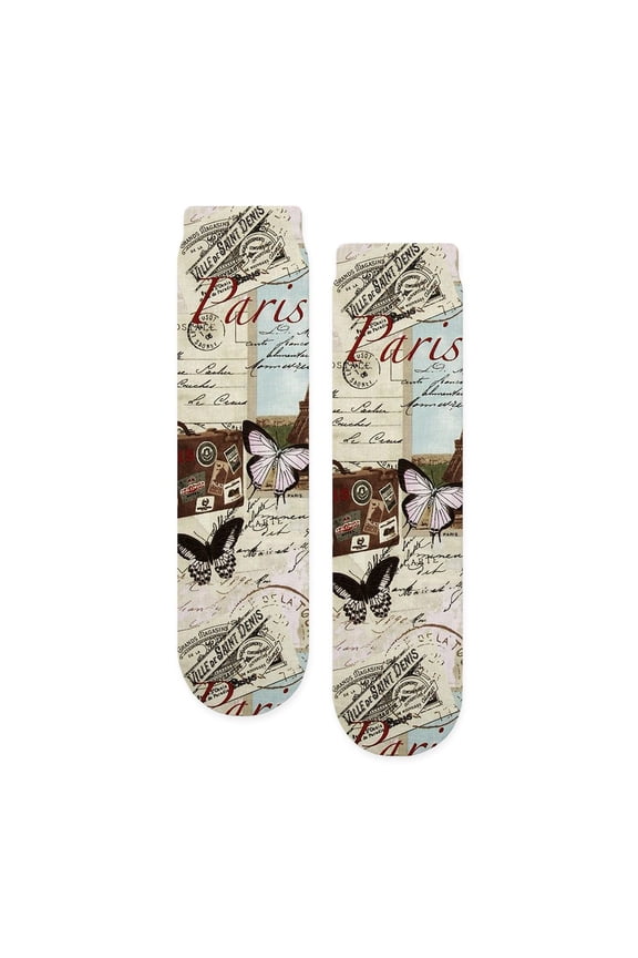- Paris Memories - Unisex Novelty Printed Crew Adult Socks
