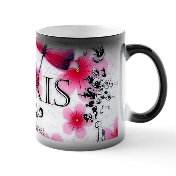 CafePress - Paris Pink Flower Market Sign - 11 oz Color Changing Magic Mug