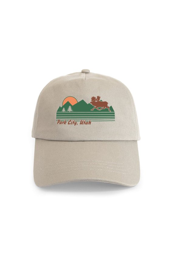 - Park City Utah Cap - Adjustable 100% Brushed Unisex Casual Cotton Baseball Cap, Beige, 1