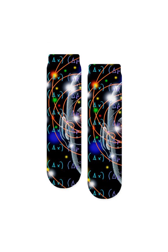 - Particle Tracks, Equations And Head - Unisex Novelty Printed Crew Adult Socks