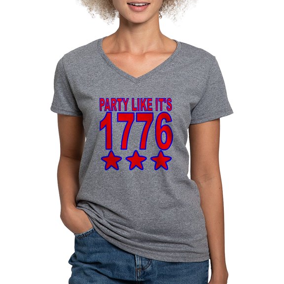 CafePress - Party Like Its 1776 T Shirt - Women's V-Neck Dark T-Shirt