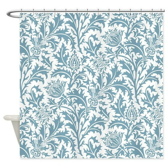 CafePress - Pastel Teal William Morris Thistle Pattern - Unique Fabric Shower Curtain 70" x 72"