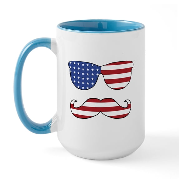 CafePress - Patriotic Funny Face Large Mug Mugs - 15 oz Ceramic Large White Novelty Mug