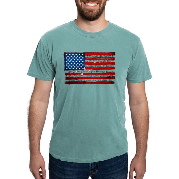 CafePress - Patriotic Pledge Of Allegiance USA Flag Men's Com - Mens Comfort Colors Shirt
