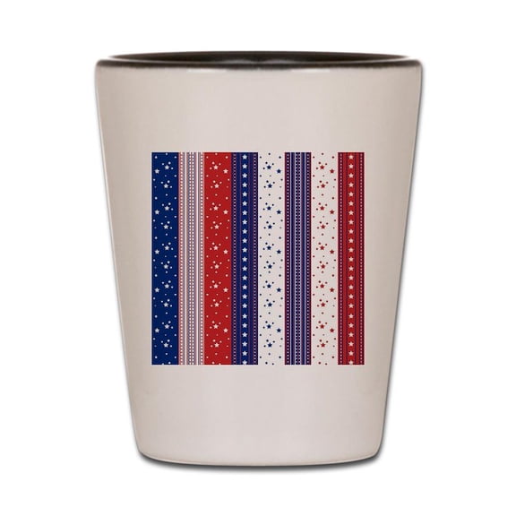 CafePress - Patriotic Strs & Stripes Abstract Ameri - White/Black Shot Glass, Unique and Funny Shot Glass