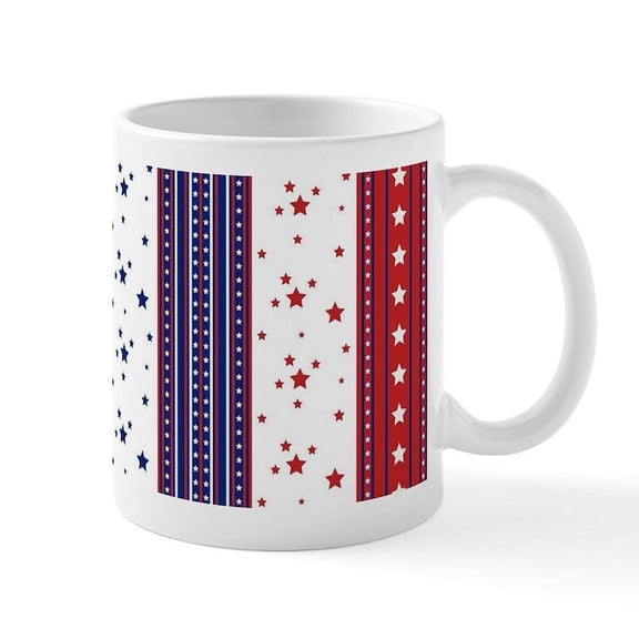 CafePress - Patriotic Strs & Stripes Abstract American Fl Mugs - 11 oz Ceramic Mug - Novelty Coffee Tea Cup