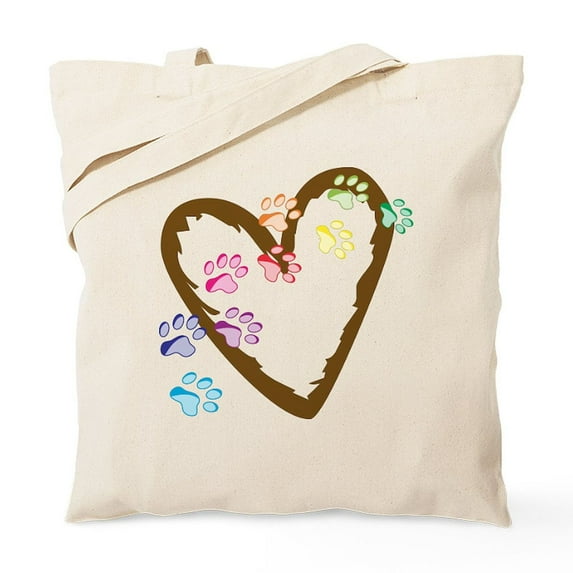CafePress - Paw Heart Tote Bag - Unisex Canvas Tote Bag, Beige, 1-Piece