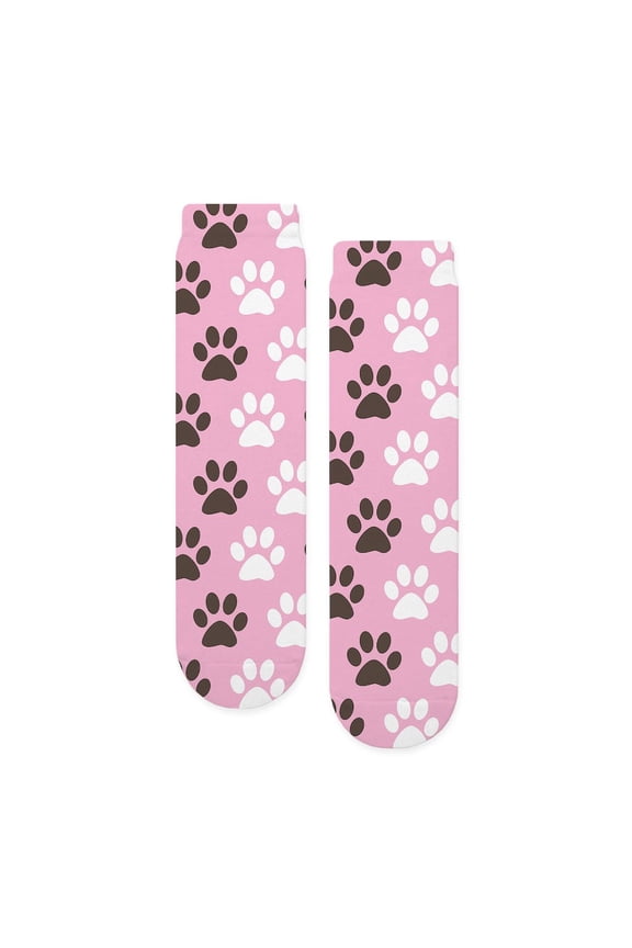 - Paw Print Pattern - Unisex Novelty Printed Crew Adult Socks