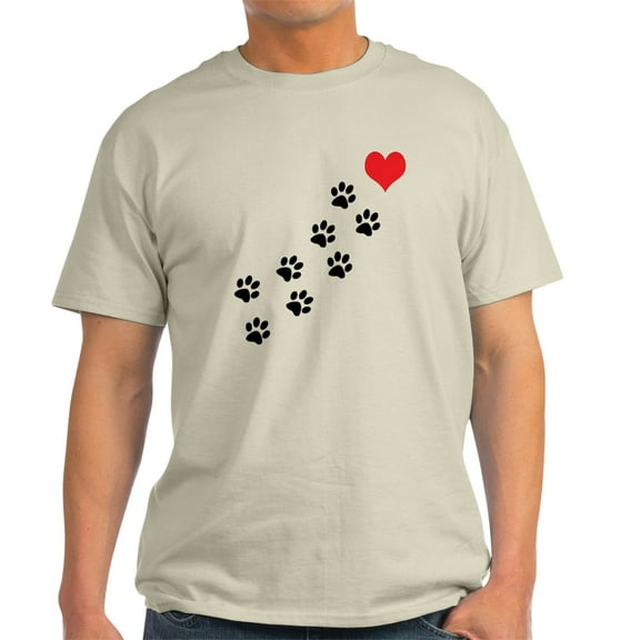 CafePress - Paw Prints To My Heart Light T Shirt - Men's Classic Graphic T-Shirt