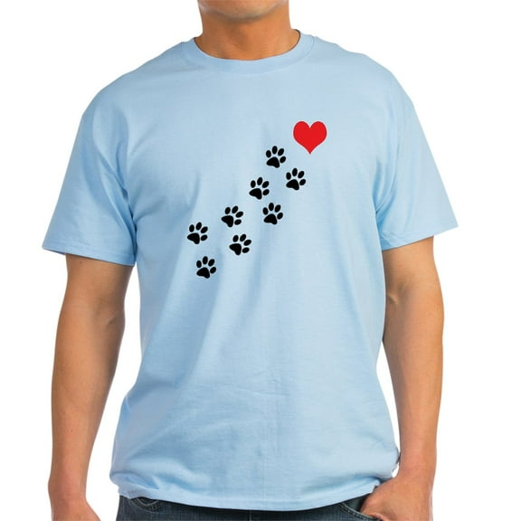 CafePress - Paw Prints To My Heart Light T Shirt - Men's Classic Graphic T-Shirt