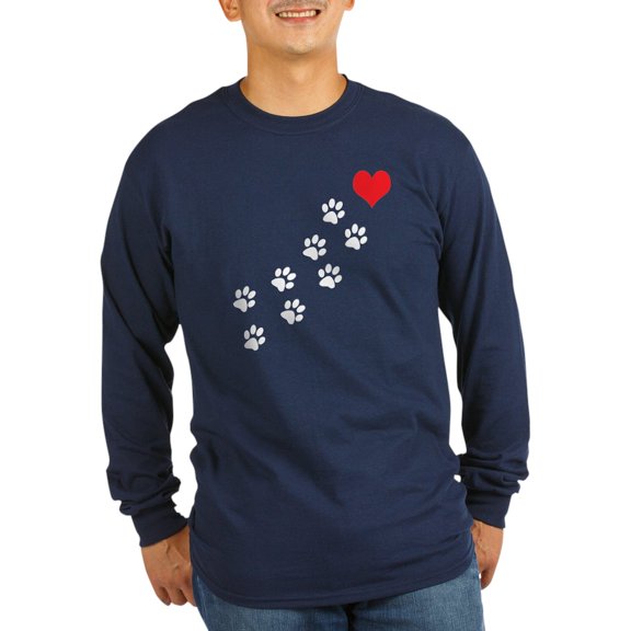 CafePress - Paw Prints To My Heart Long Sleeve Dark T Shirt - Long Sleeve Dark T-Shirt