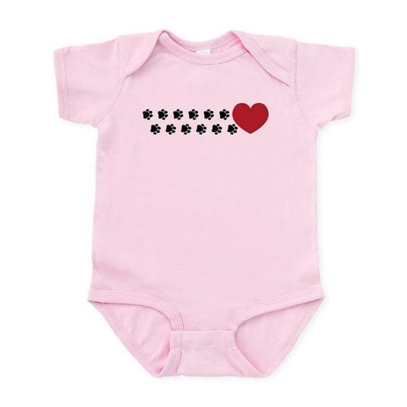 CafePress - Pawprint Hearts Baby Light Bodysuit - Baby Light Bodysuit, Size Newborn - 24 Months
