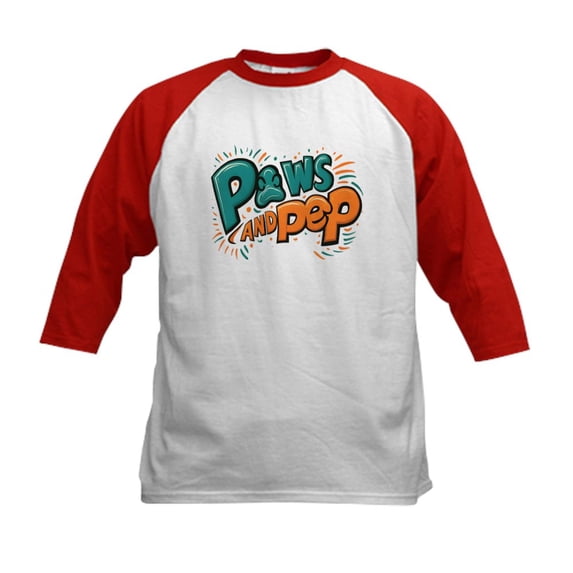 CafePress - Paws Ans Pep Kids Baseball T Shirt - Kids Cotton Baseball Jersey, 3/4 Sleeve Shirt