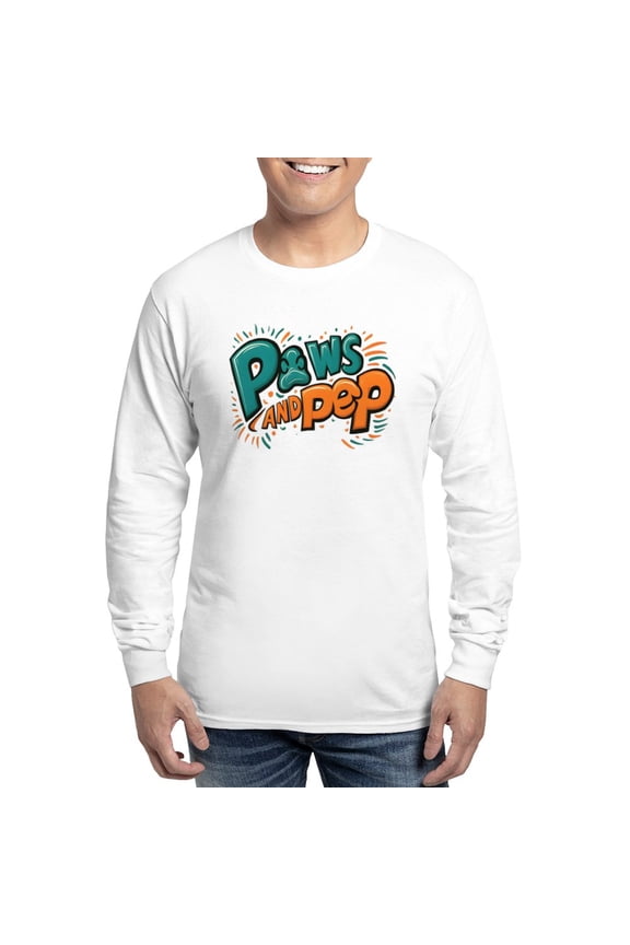 - Paws Ans Pep Men's Long Sleeve T Shirt - Unisex Cotton Long Sleeve T-Shirt