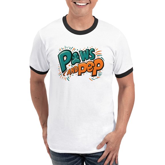 CafePress - Paws Ans Pep Men's Ringer T Shirt - 100% Cotton Ringed T-Shirt