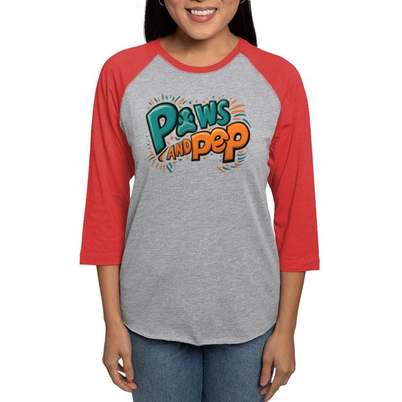 CafePress - Paws Ans Pep Women's Baseball T Shirt - Womens Baseball Tee