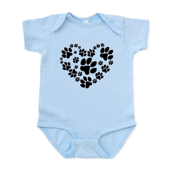 CafePress - Paws Heart Infant Bodysuit - Baby Light Bodysuit, Size Newborn - 24 Months