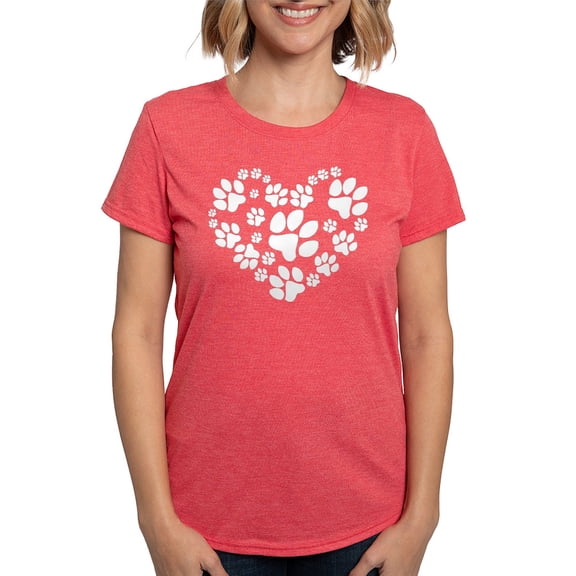 CafePress - Paws Heart T Shirt - Womens Tri-blend T-Shirt