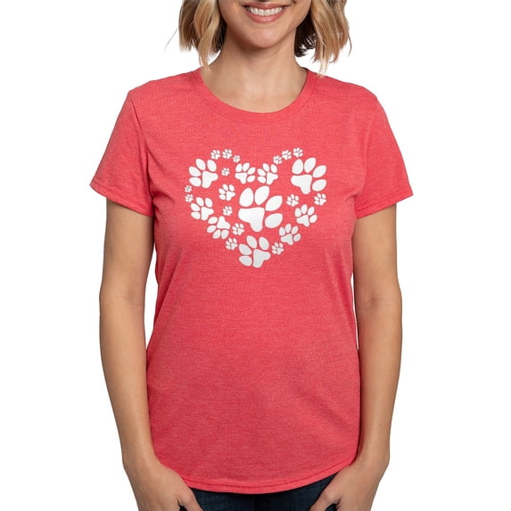 CafePress - Paws Heart T Shirt - Womens Tri-blend T-Shirt