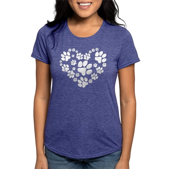CafePress - Paws Heart T Shirt - Womens Tri-blend T-Shirt