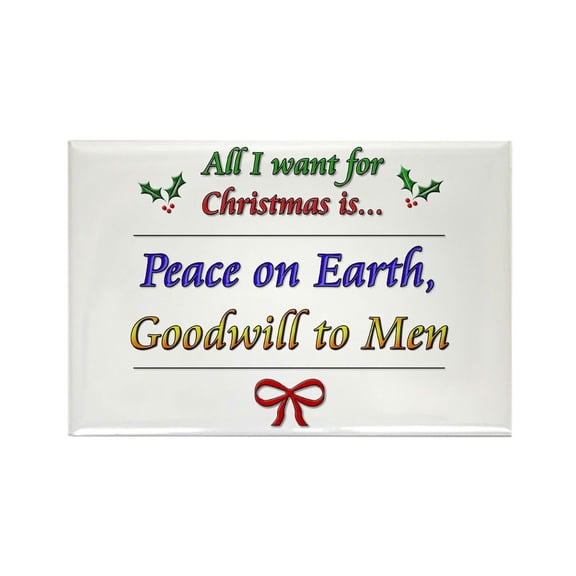 CafePress - Peace And Goodwill - Rectangle Magnet, 2"x3" Refrigerator Magnet