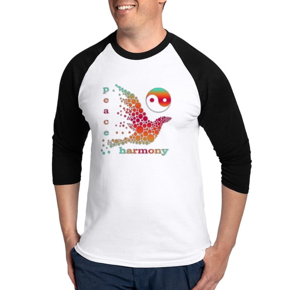CafePress - Peace And Harmony Baseball Tee - Cotton Baseball Jersey, 3/4 Raglan Sleeve Shirt