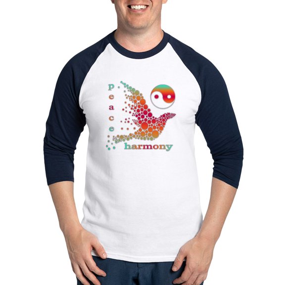 CafePress - Peace And Harmony Baseball Tee - Cotton Baseball Jersey, 3/4 Raglan Sleeve Shirt