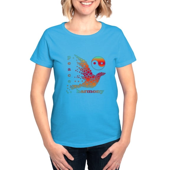 CafePress - Peace And Harmony Women's Classic T Shirt - Women's Traditional Fit Dark T-Shirt