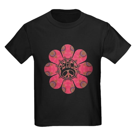 CafePress - Peace Flower Affection Kids Dark T Shirt - Dark T-Shirt Kids XS-XL